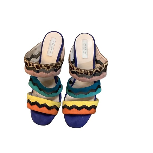 COLE HAAN Emilia Calf Hair Multicolored Colorful Heeled Sandal-Size 6 - Picture 3 of 10